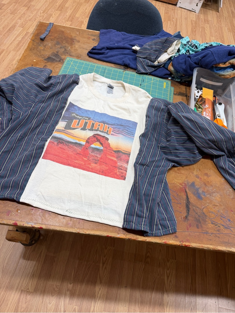 Utah Graphic Tee with Striped Overshirt